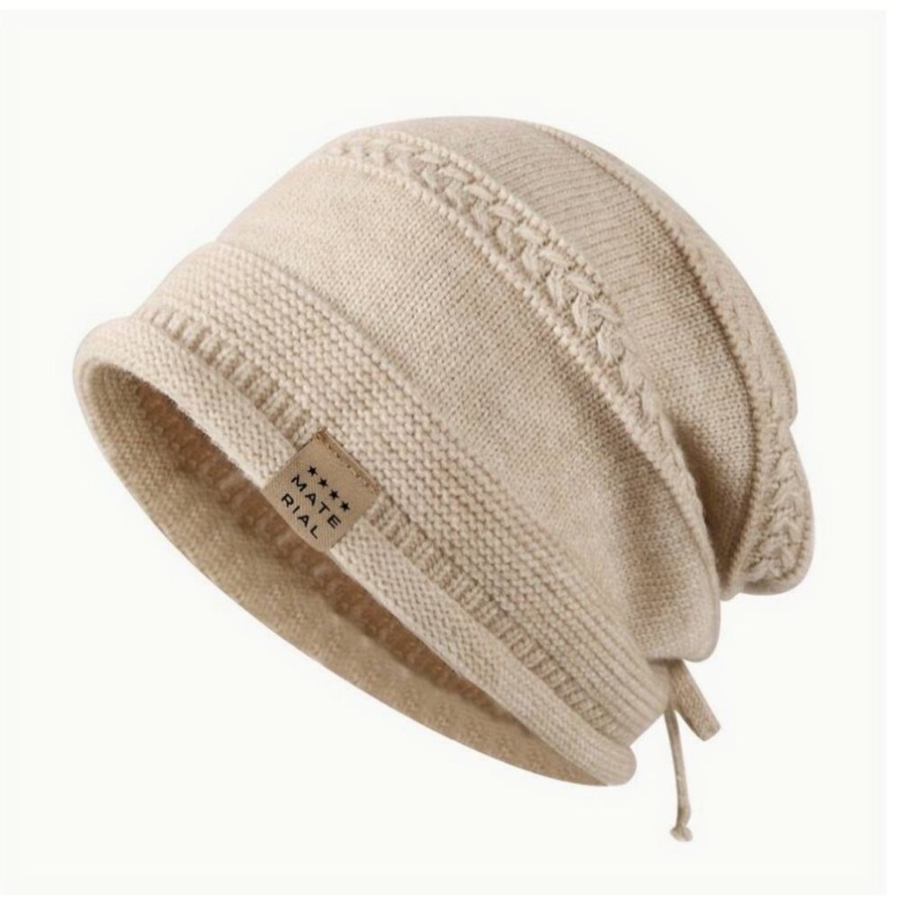 Cable Knit Beanie Hat Adjustable String New